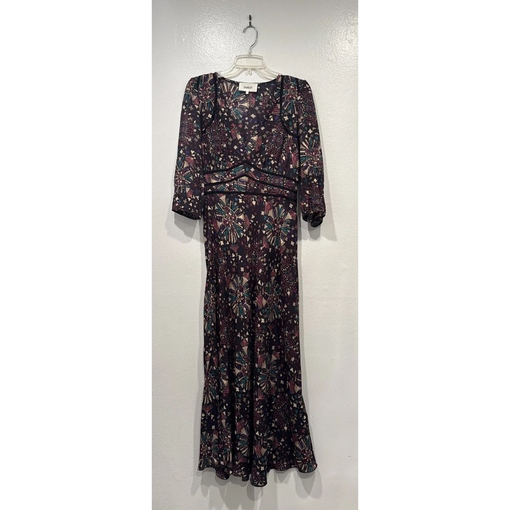 BA&SH Fazia Maxi Dress Womens Size 2 Bohemian Boho Romantic V Neck Print